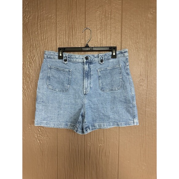 J. Crew Front Pocket Denim Short In Sky‎ Fall Wash High Rise Size 12 Light Wash - Picture 1 of 5